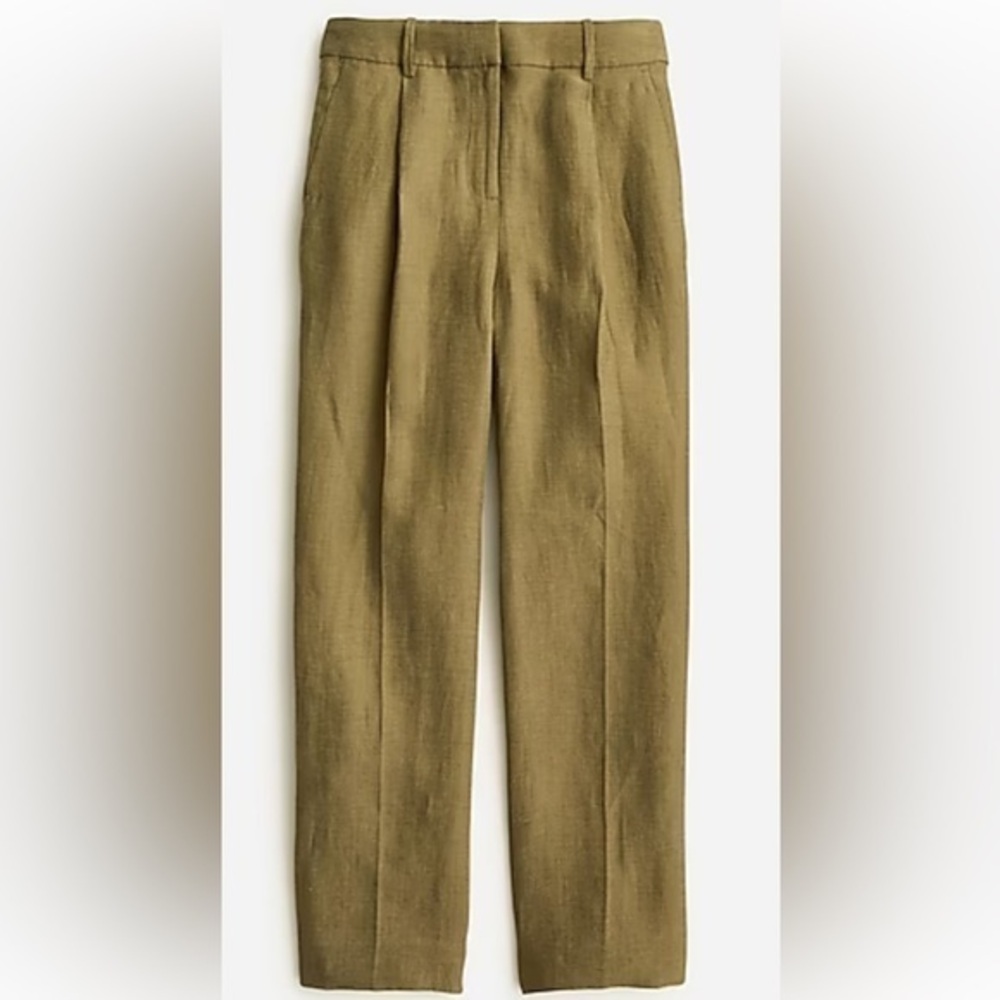 Jcrew Tall pleated linen-cupro blend trouser, NWT, size 16T